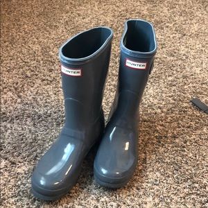 Hunter High Gloss Rain Boots in Gray